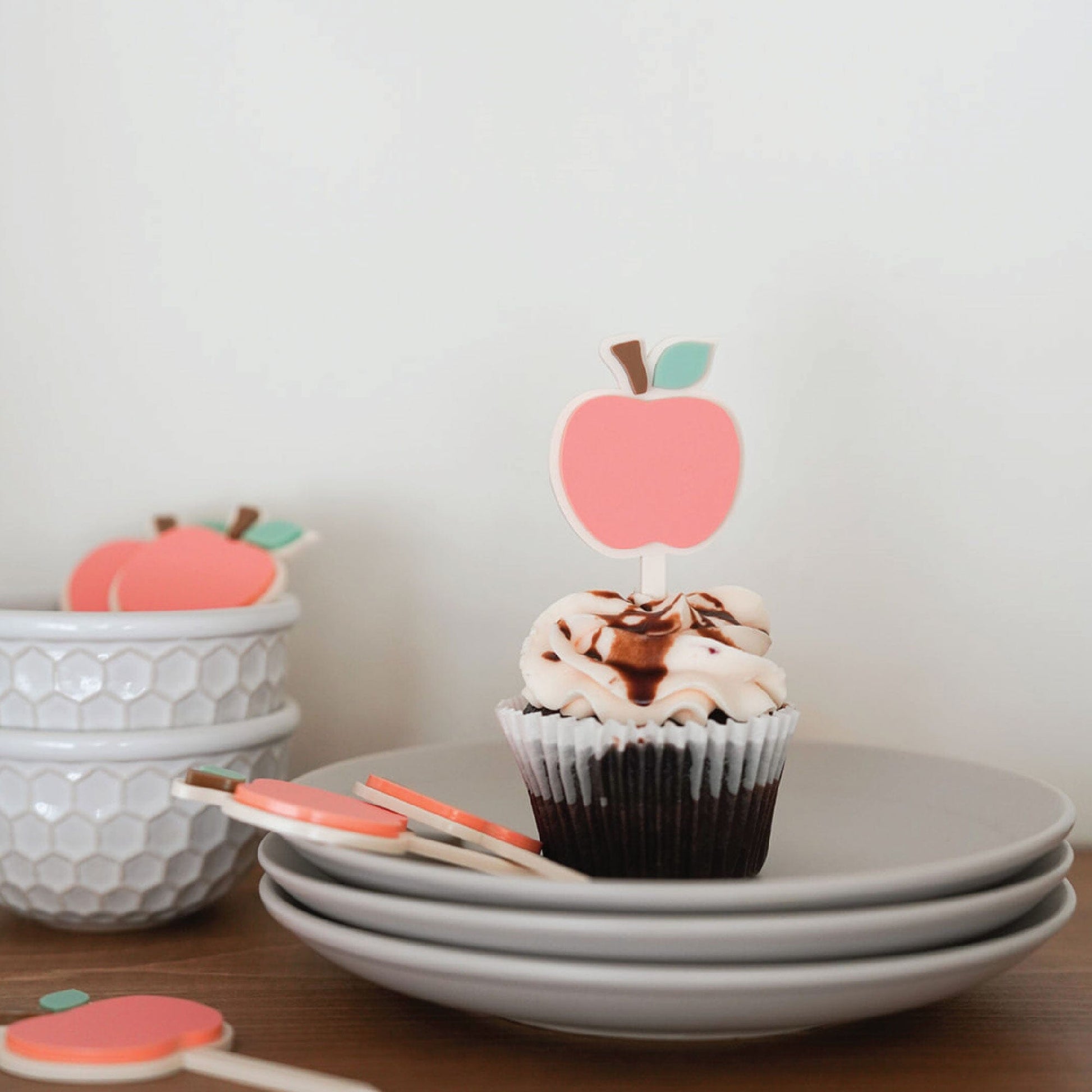 Apple Acrylic Cupcake Toppers Birch Bar + Co.