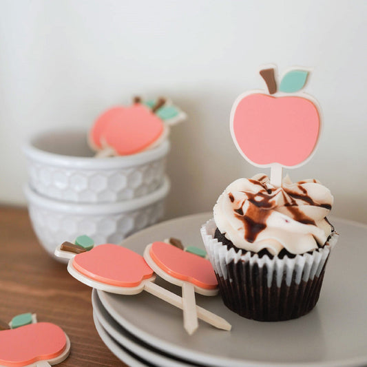 Apple Acrylic Cupcake Toppers Birch Bar + Co.