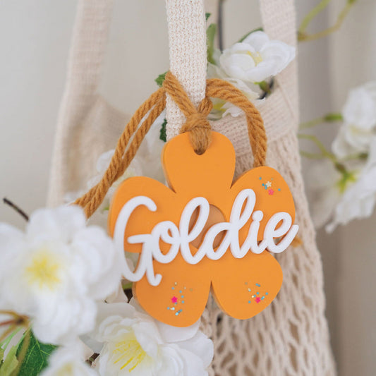 Daisy Sparkle Acrylic Basket Tag Birch Bar + Co.