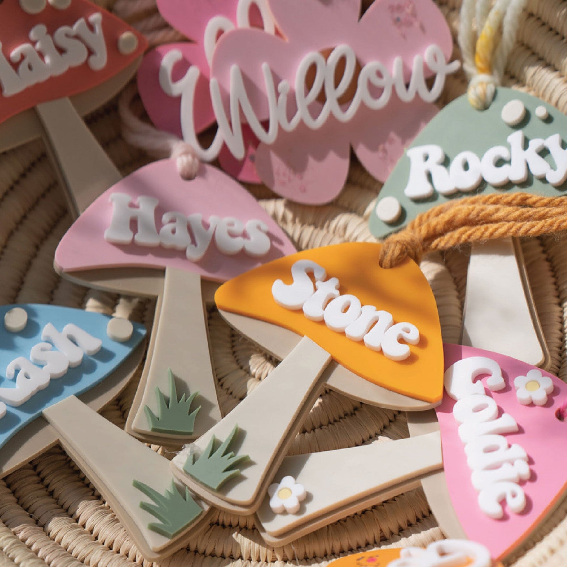 Daisy Sparkle Acrylic Basket Tag Birch Bar + Co.