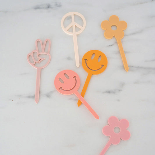 Retro Acrylic Cupcake Toppers Birch Bar + Co.