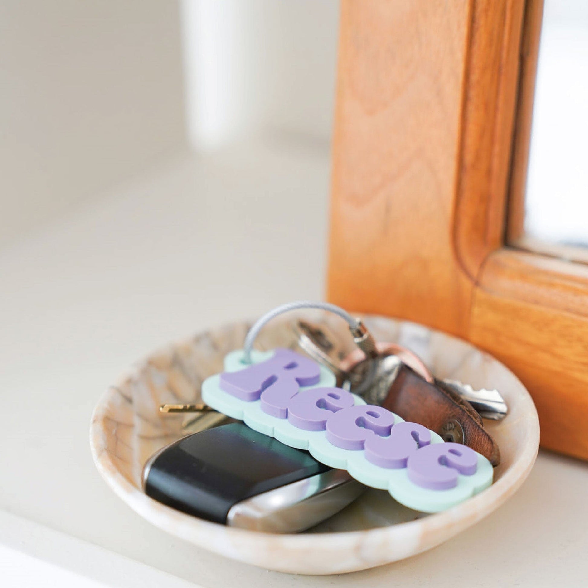 Acrylic Retro Name Bag Tag Birch Bar + Co.
