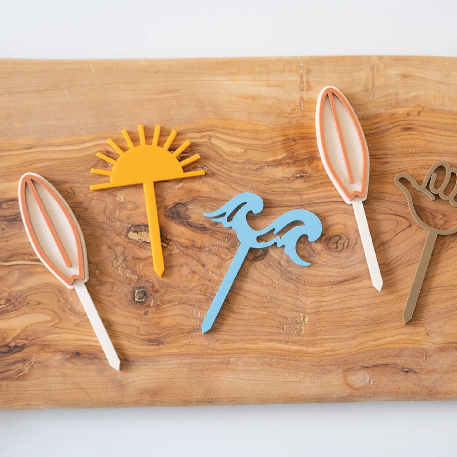 Surf's Up Acrylic Cupcake Toppers Birch Bar + Co.