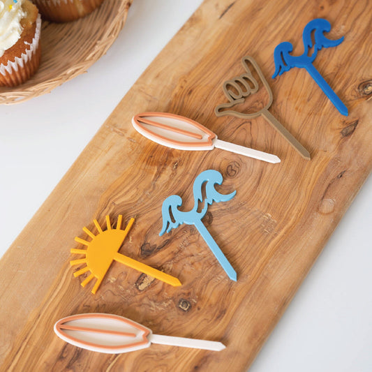 Surf's Up Acrylic Cupcake Toppers Birch Bar + Co.