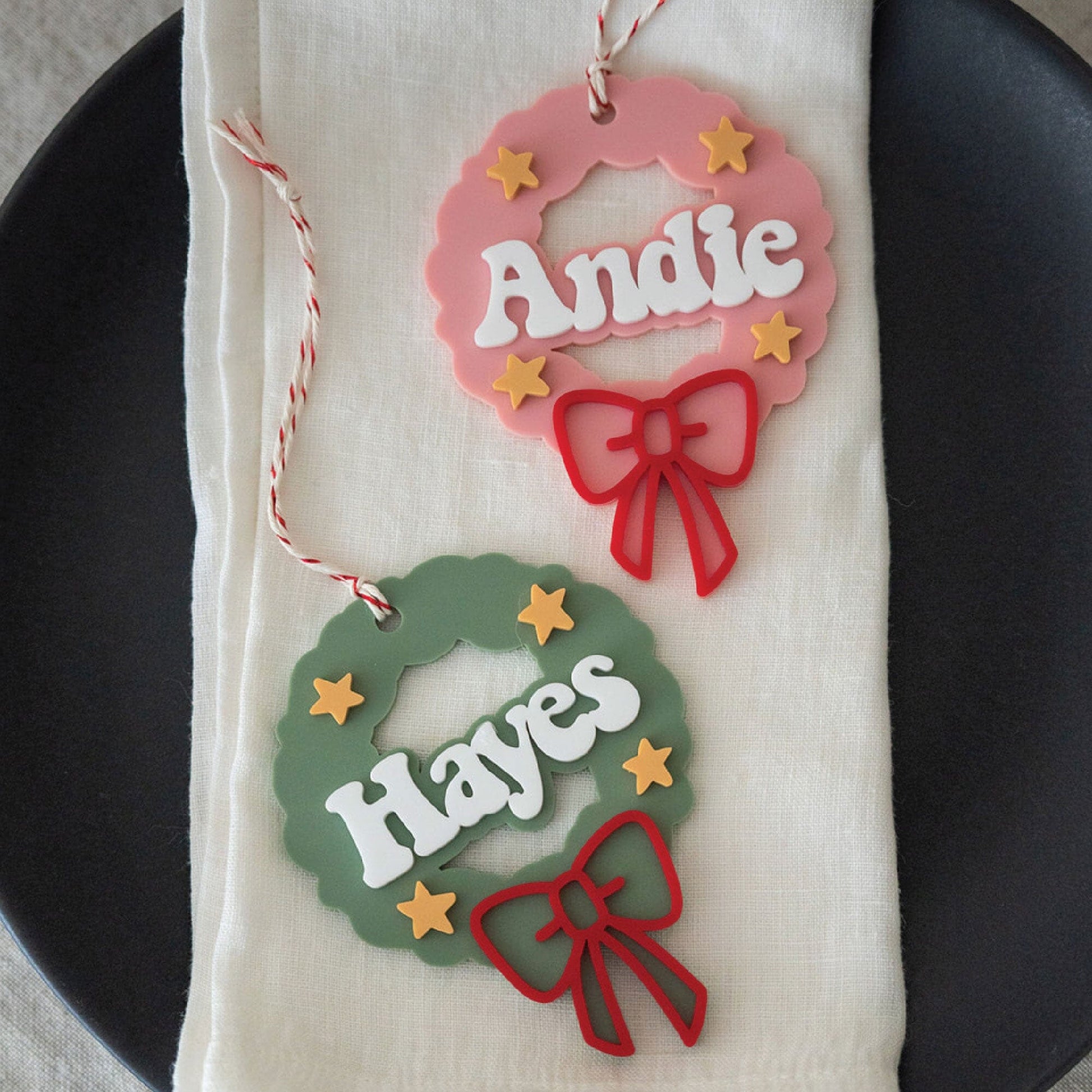 Personalized Wreath Stocking Tag Birch Bar + Co.