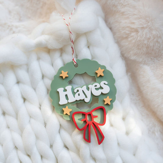 Personalized Wreath Stocking Tag Birch Bar + Co.