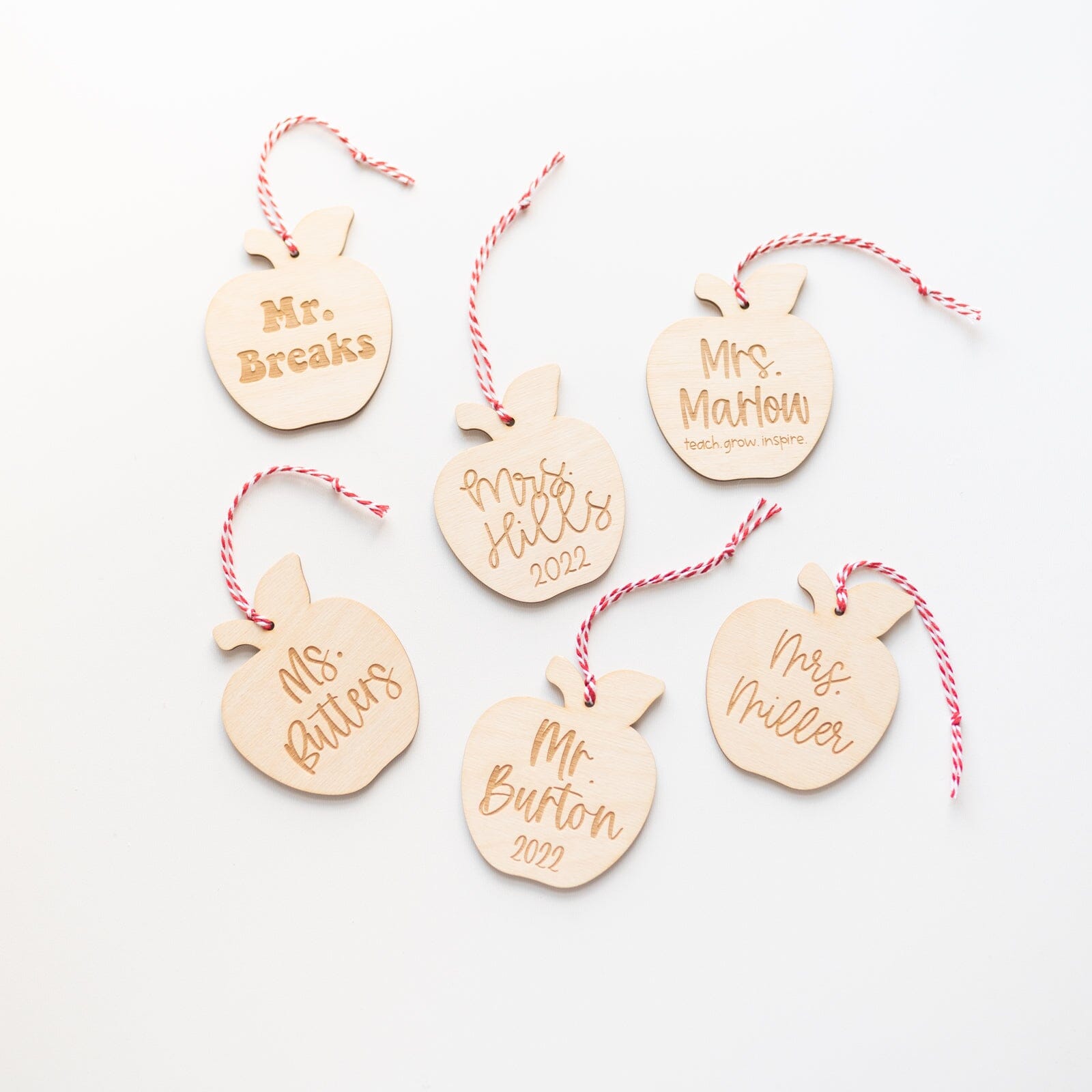 Engraved Teacher Apple Ornament Birch Bar + Co.