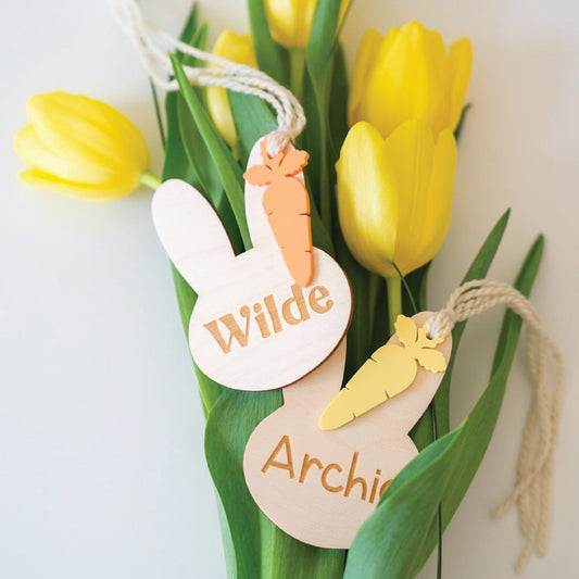 Personalized Bunny Hang Tag with Carrot Birch Bar + Co.