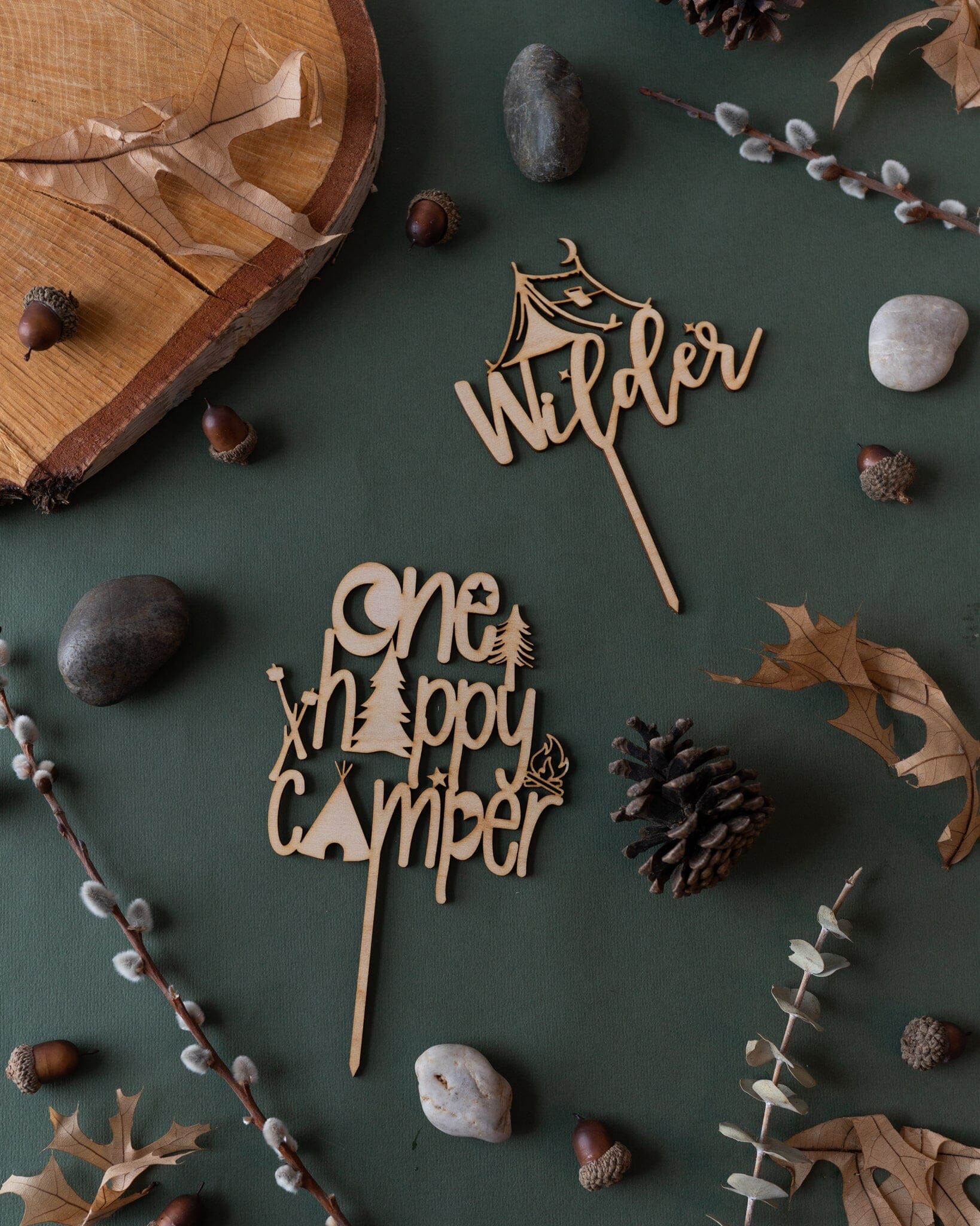 One Happy Camper Wood Cake Topper Birch Bar + Co.