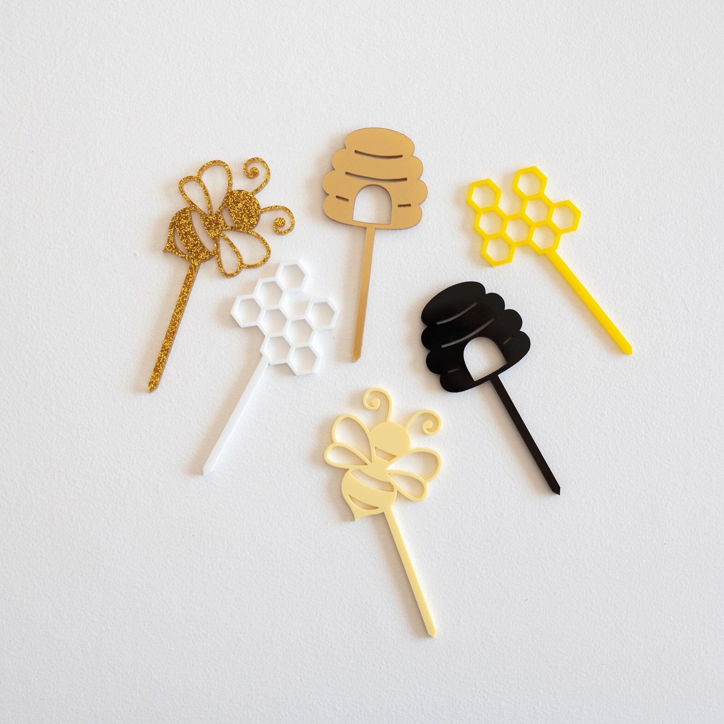Bee Themed Acrylic Cupcake Toppers Birch Bar + Co.
