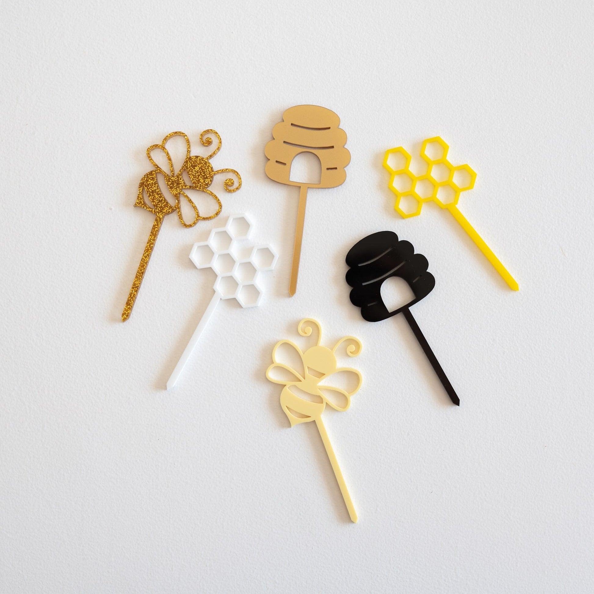 Bee Themed Acrylic Cupcake Toppers Birch Bar + Co.