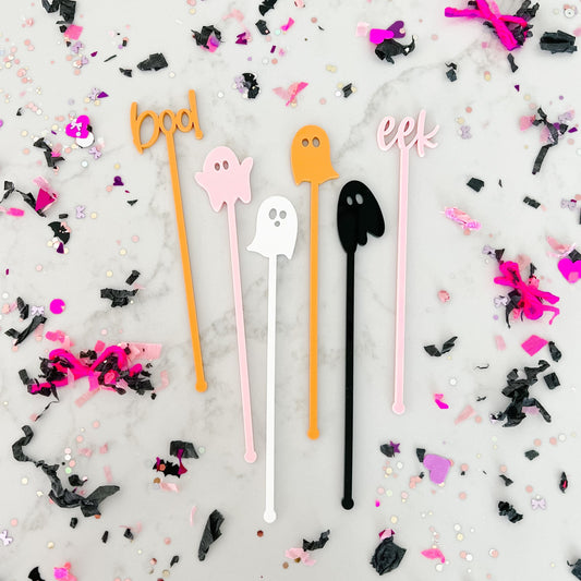 Halloween Ghost Acrylic Swizzle Sticks Birch Bar + Co.