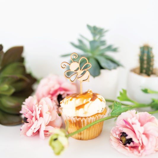 Bee Wood Cupcake Toppers Birch Bar + Co.
