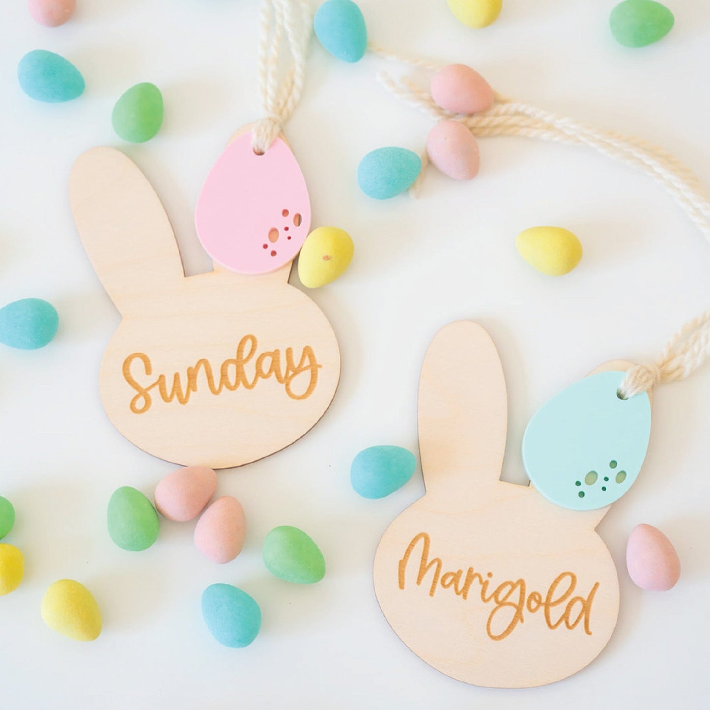 Personalized Bunny Hang Tag with Egg Birch Bar + Co.
