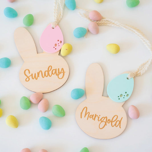 Personalized Bunny Hang Tag with Egg Birch Bar + Co.