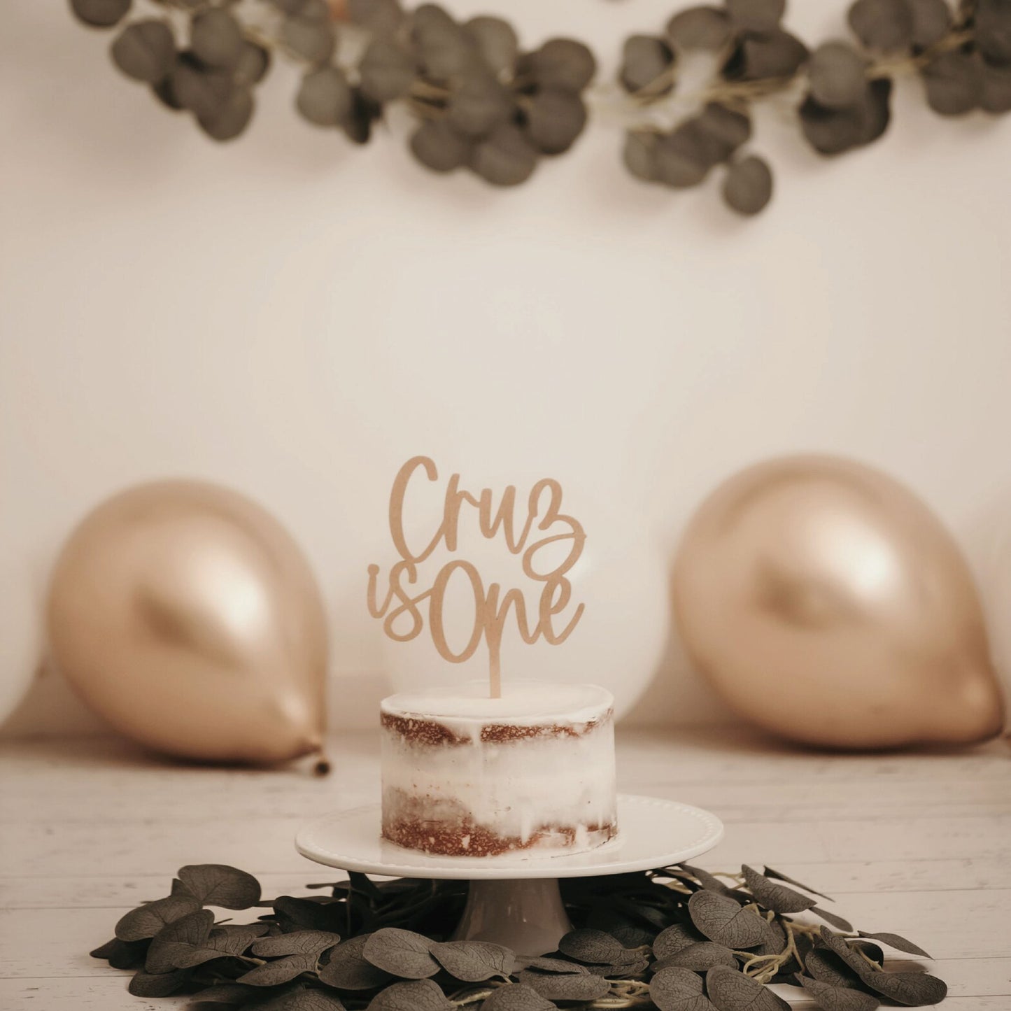 Personalized 1st Birthday Wood Cake Topper Birch Bar + Co.