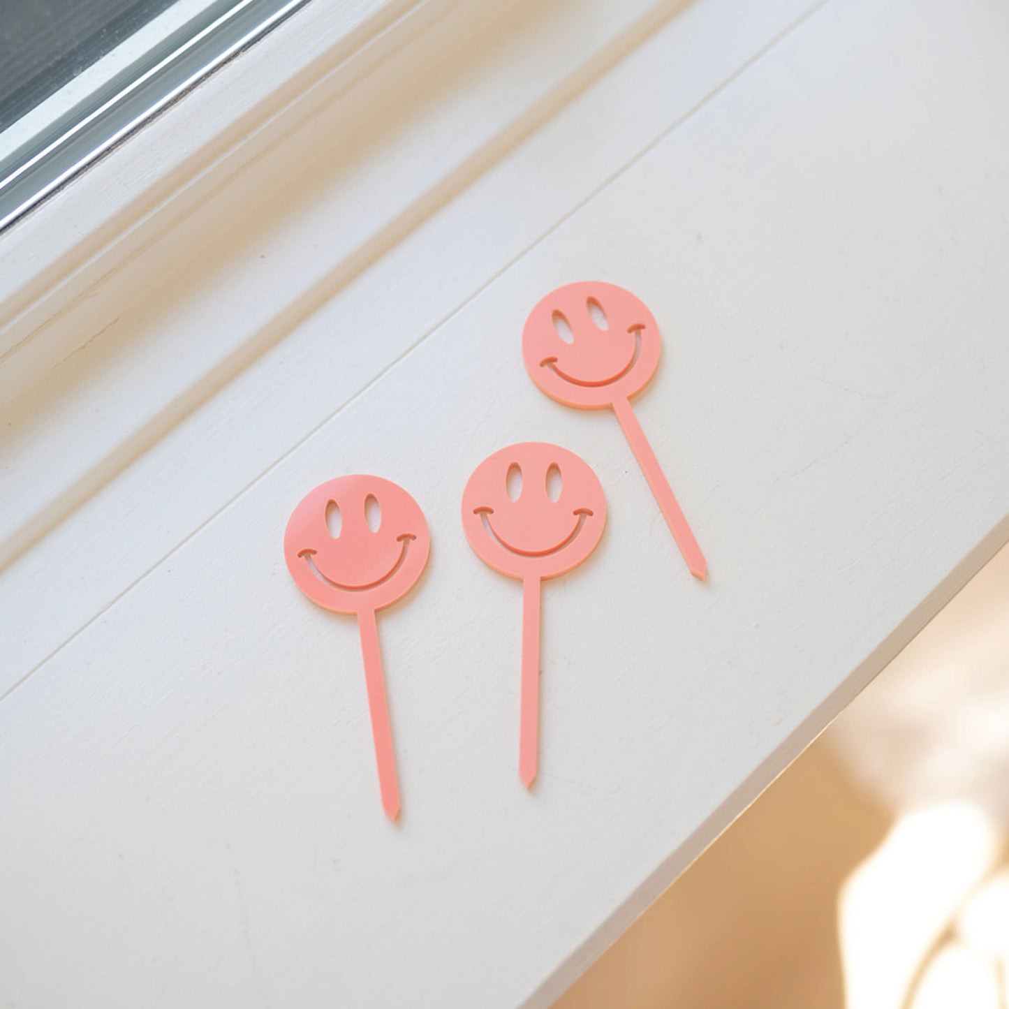 Smiley Face Acrylic Cupcake Toppers Birch Bar + Co.