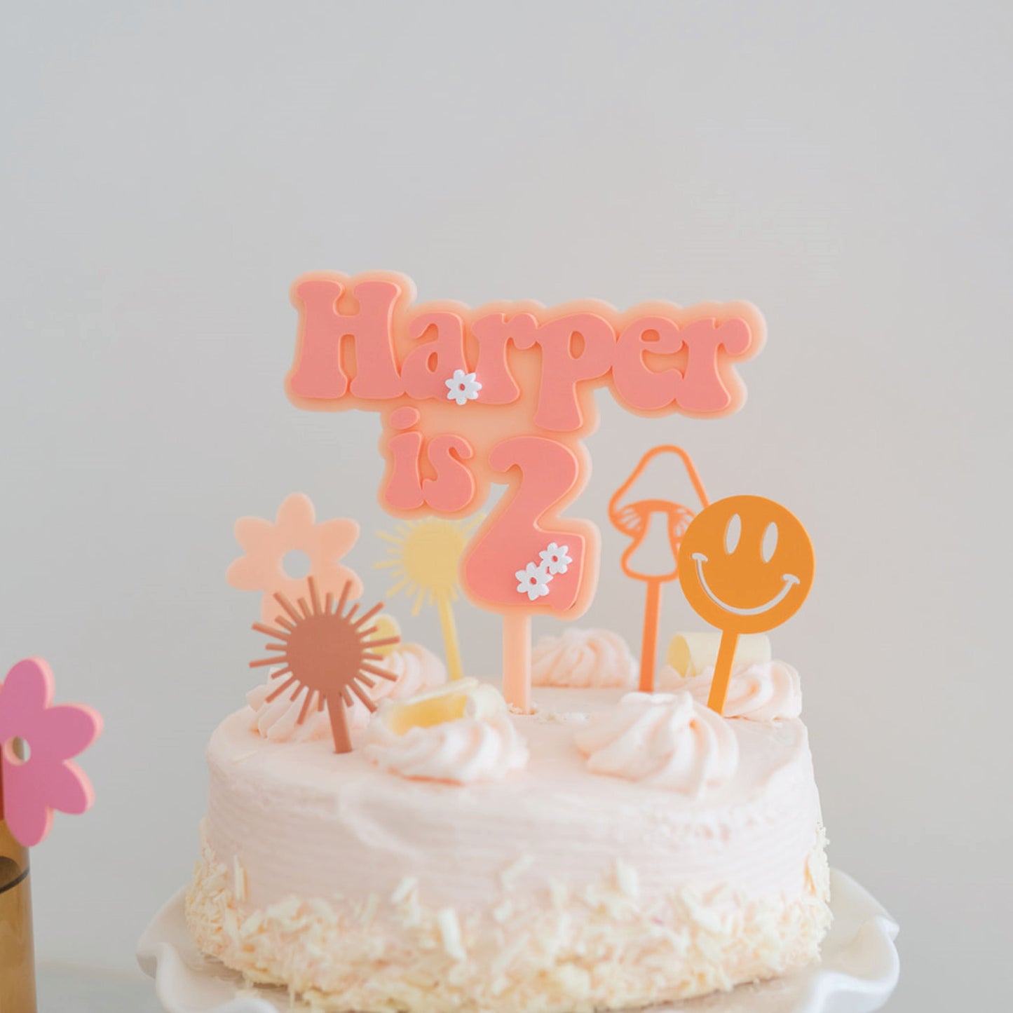 Retro Groovy Personalized Name Acrylic Cake Topper Birch Bar + Co.