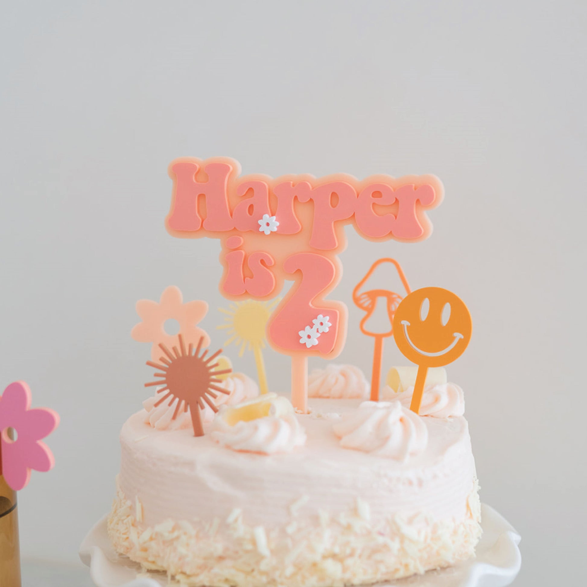 Retro Groovy Personalized Name Acrylic Cake Topper Birch Bar + Co.