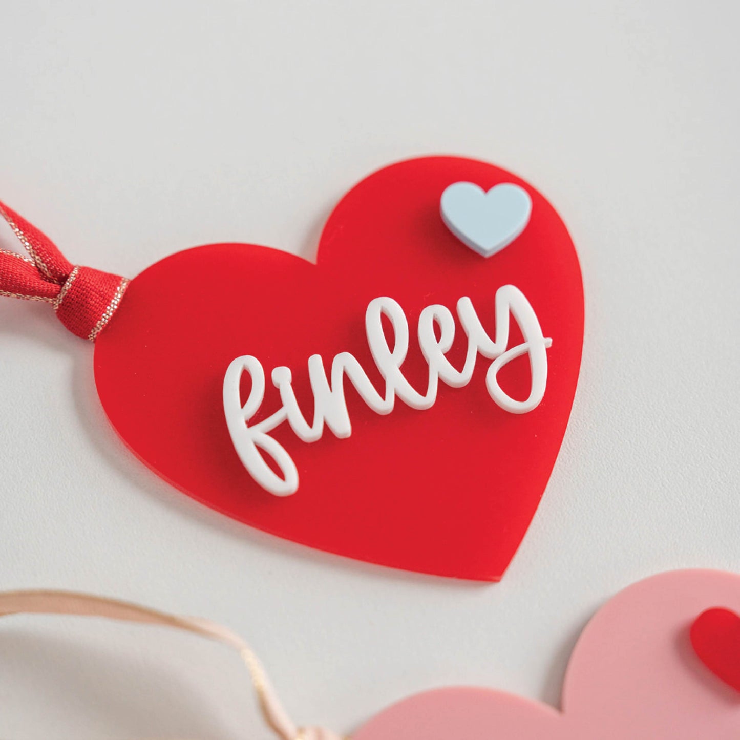 Personalized Double Heart Valentine's Hang Tag Birch Bar + Co.