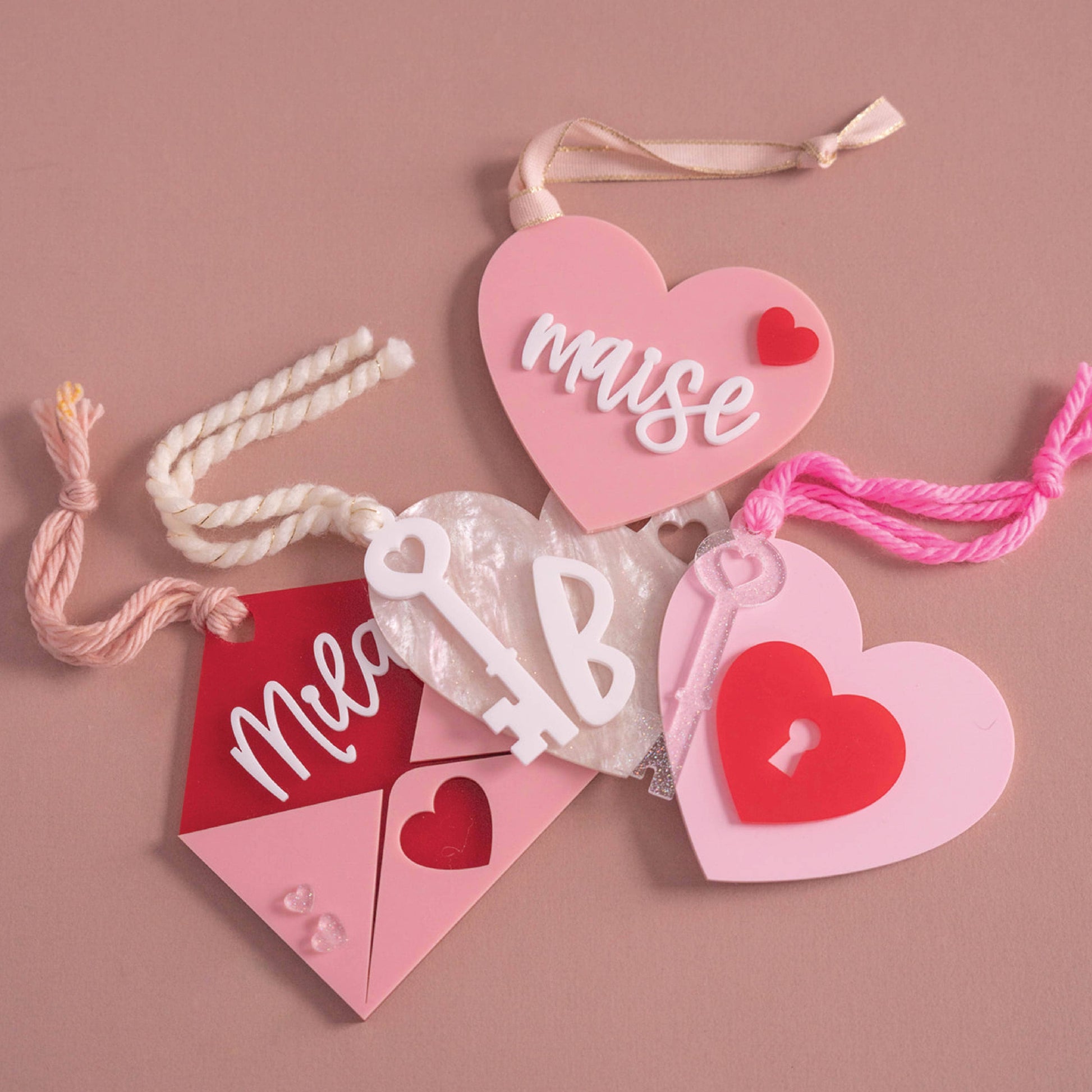 Personalized Double Heart Valentine's Hang Tag Birch Bar + Co.
