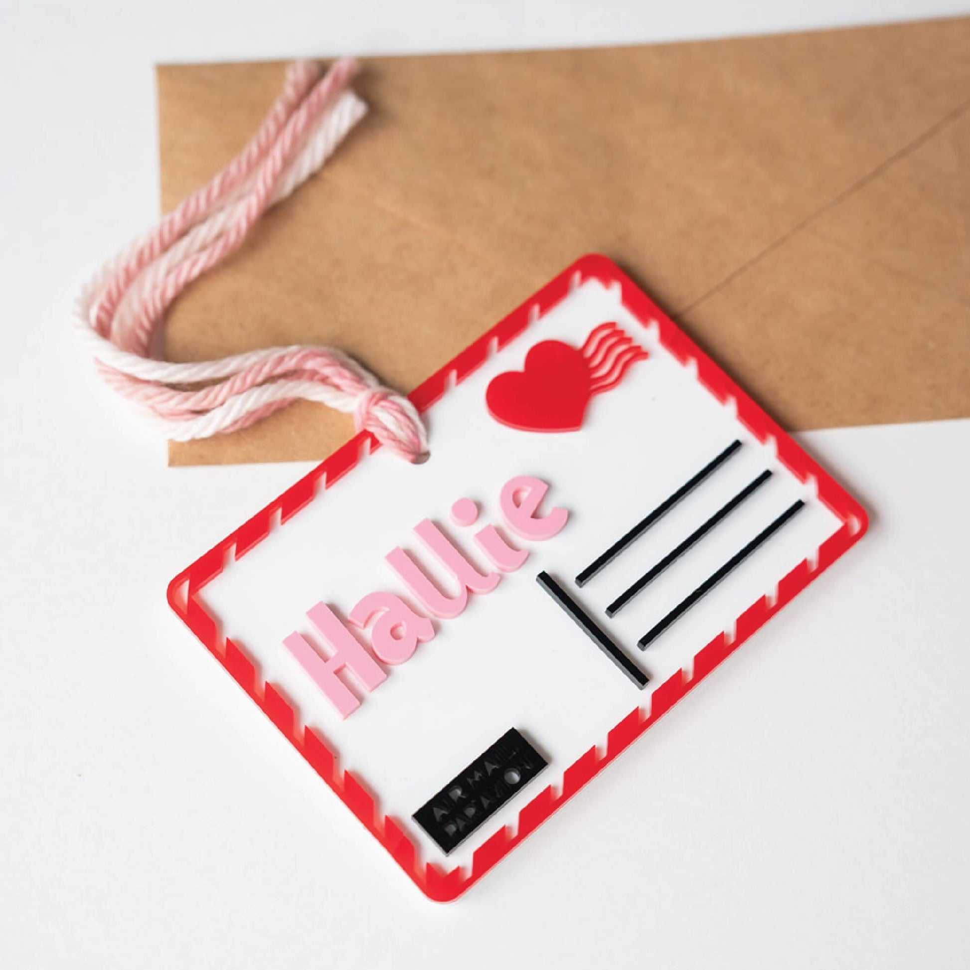 Personalized Love Heart Envelope Hang Tag Birch Bar + Co.