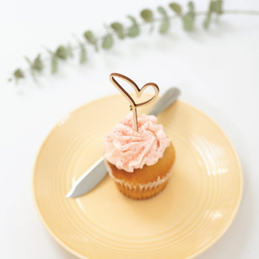 Heart Wood Cupcake Toppers Birch Bar + Co.