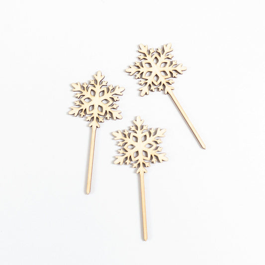 Snowflake Wood Cupcake Toppers Birch Bar + Co.