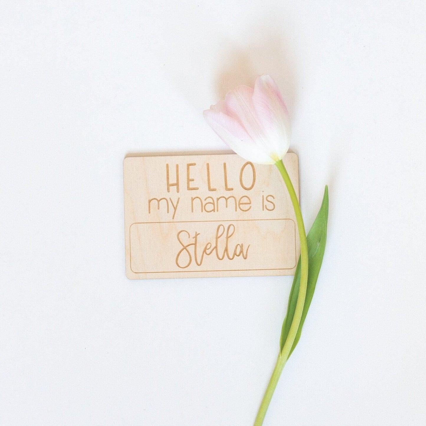 Engraved Custom Hello My Name Is Sign Birch Bar + Co.