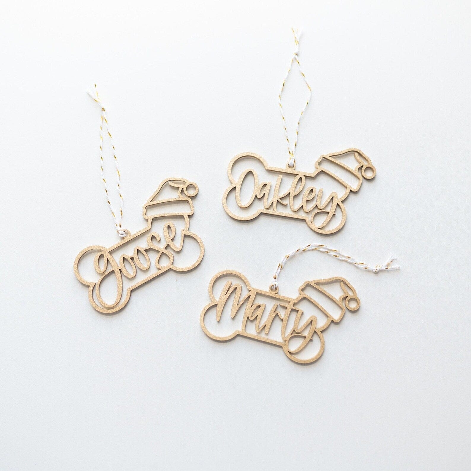 Personalized Dog Bone with Tuque Ornament Birch Bar + Co.