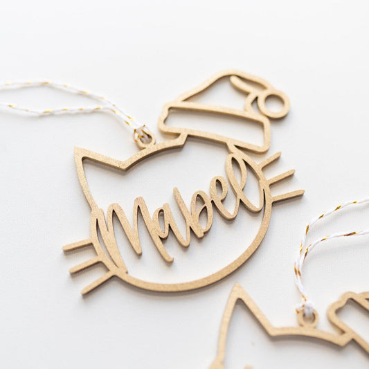 Personalized Cat with Tuque Ornament Birch Bar + Co.