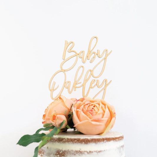 Baby Name Wood Cake Topper Birch Bar + Co.