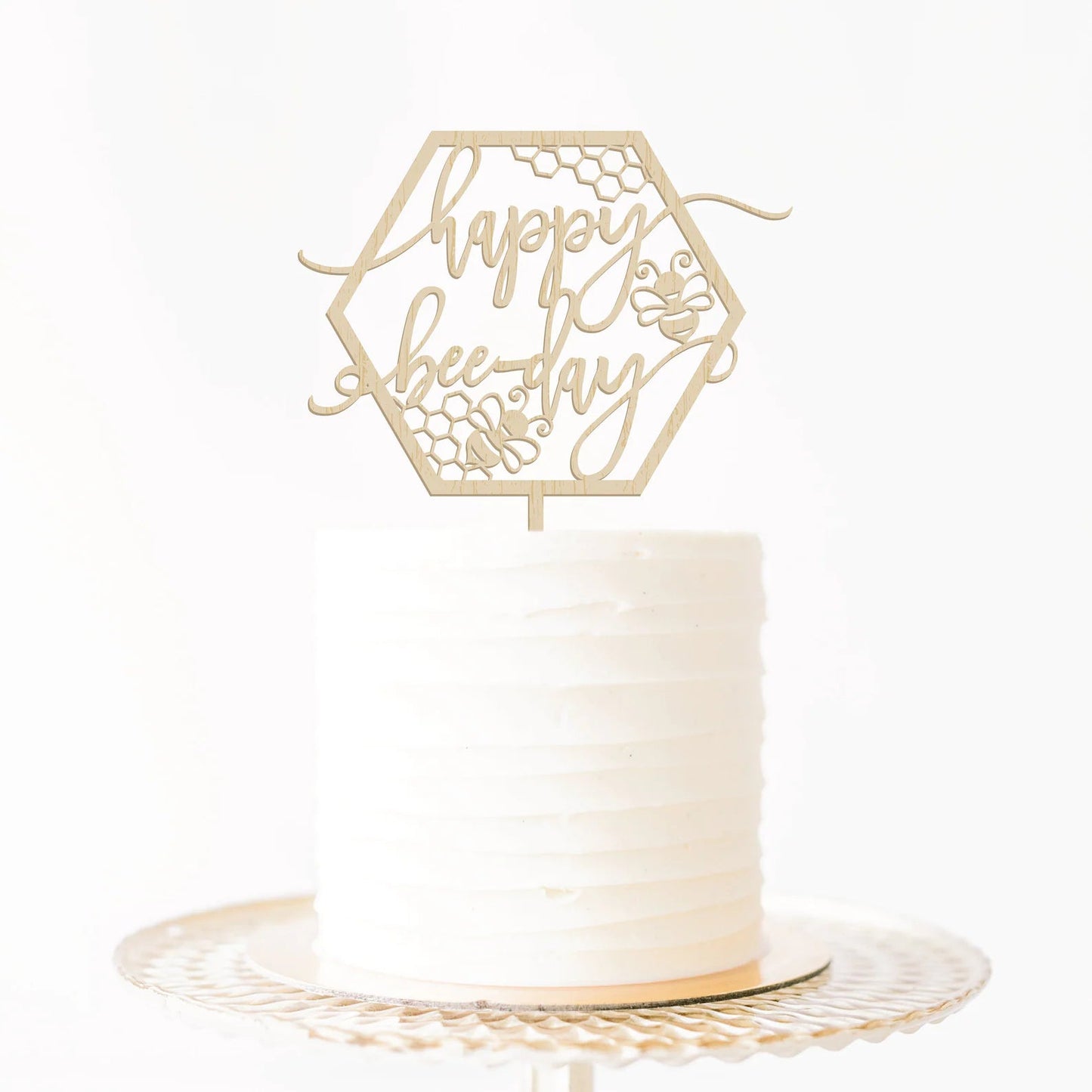 Happy Bee Day Wood Cake Topper Birch Bar + Co.