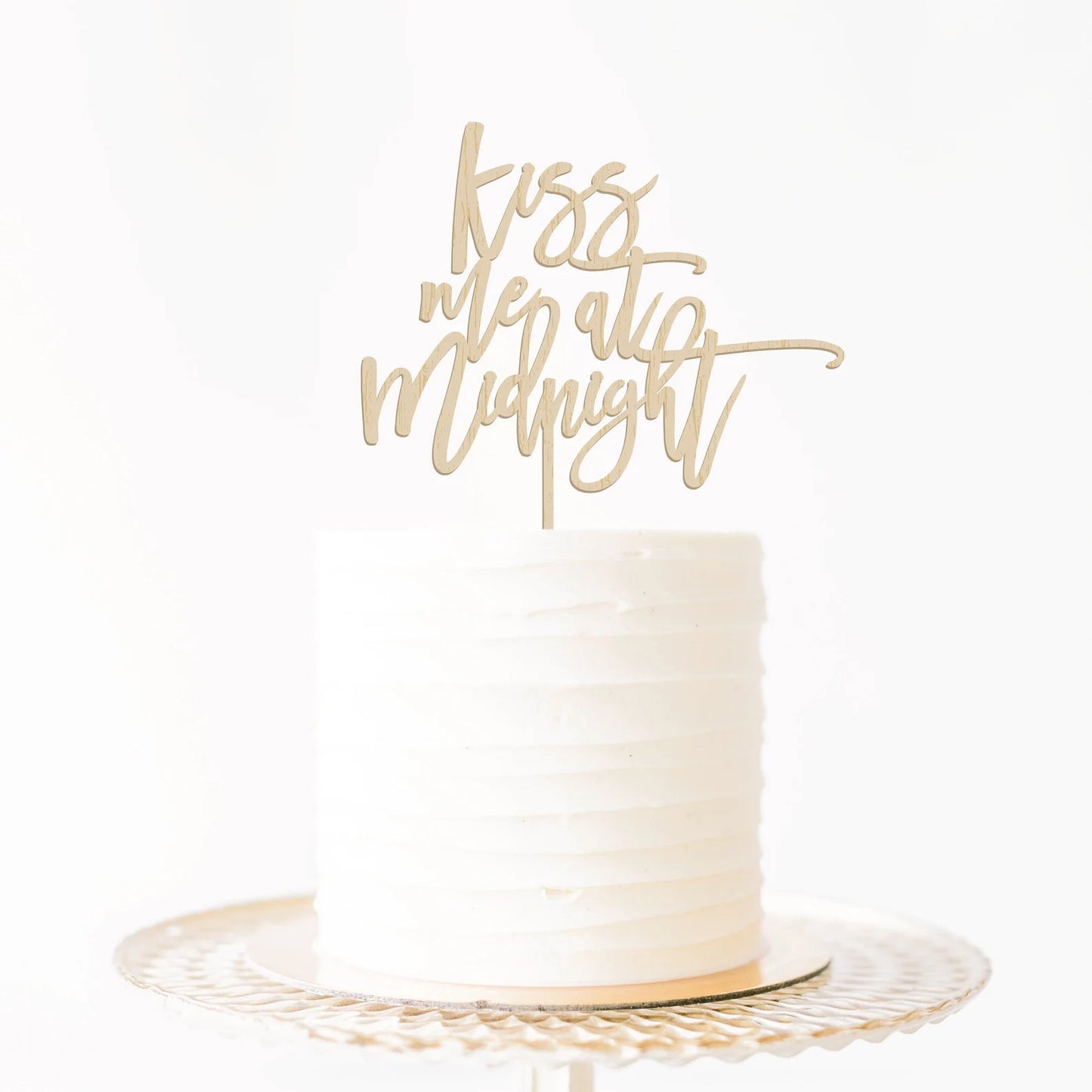 Kiss Me At Midnight Wedding Wood Cake Topper Birch Bar + Co.
