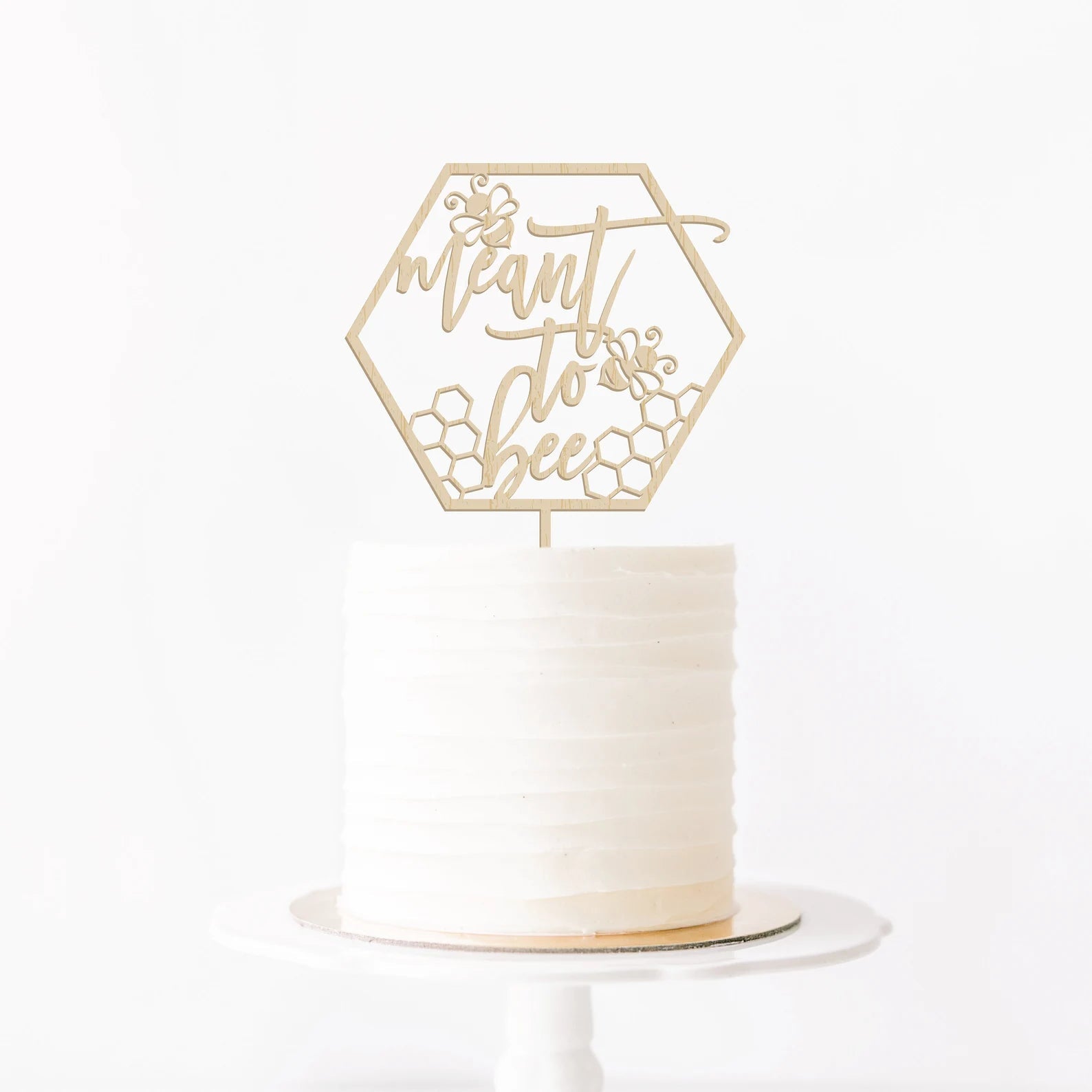 Meant To Bee Wood Hexagon Cake Topper Birch Bar + Co.