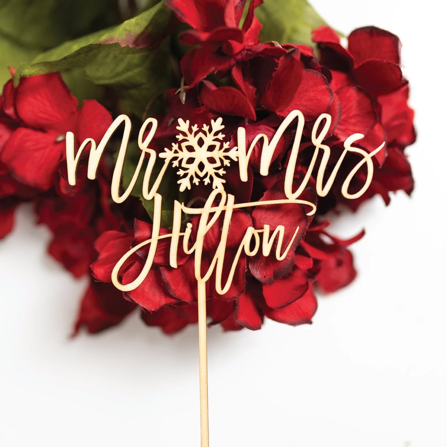 Wedding Snowflake Wood Cake Topper Birch Bar + Co.