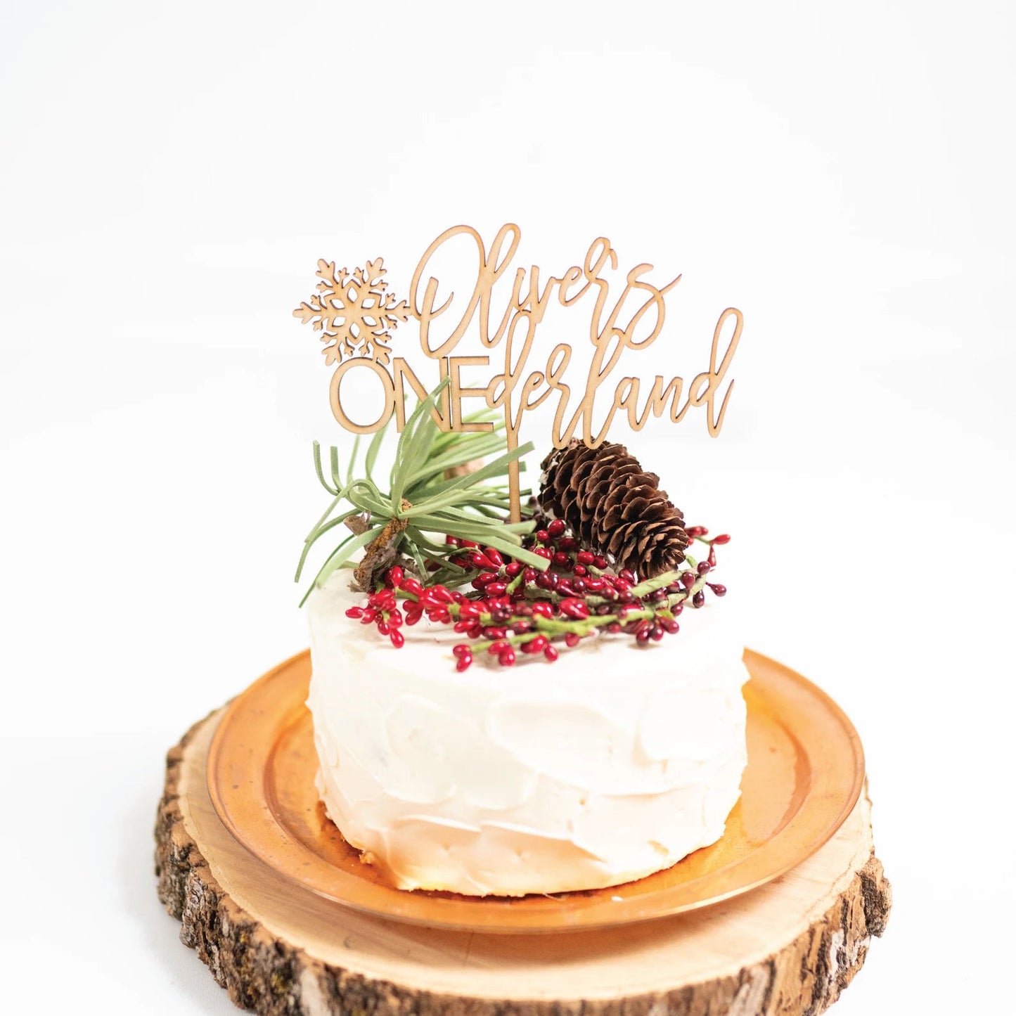Personalized Onederland Wood Cake Topper Birch Bar + Co.