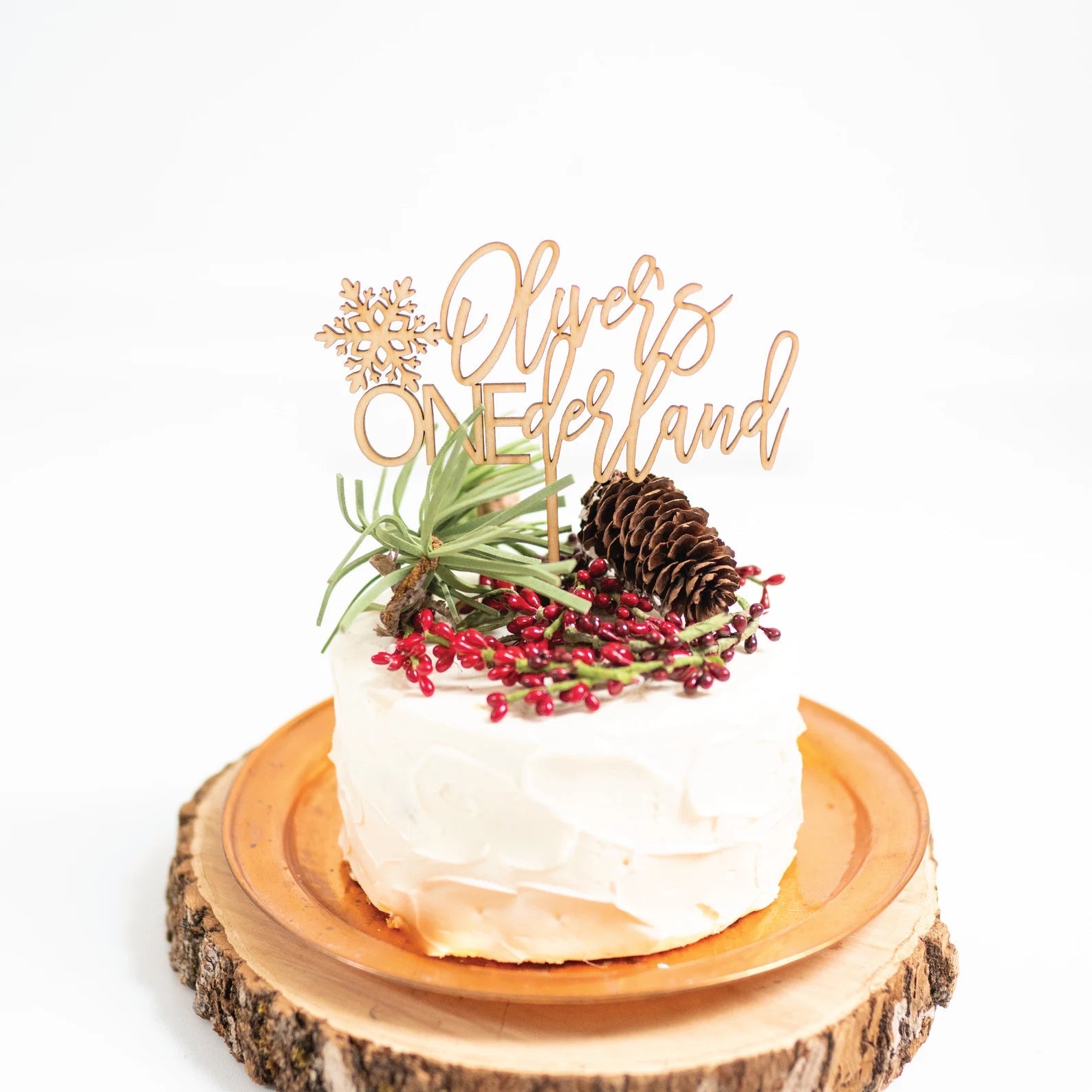Personalized Onederland Wood Cake Topper Birch Bar + Co.