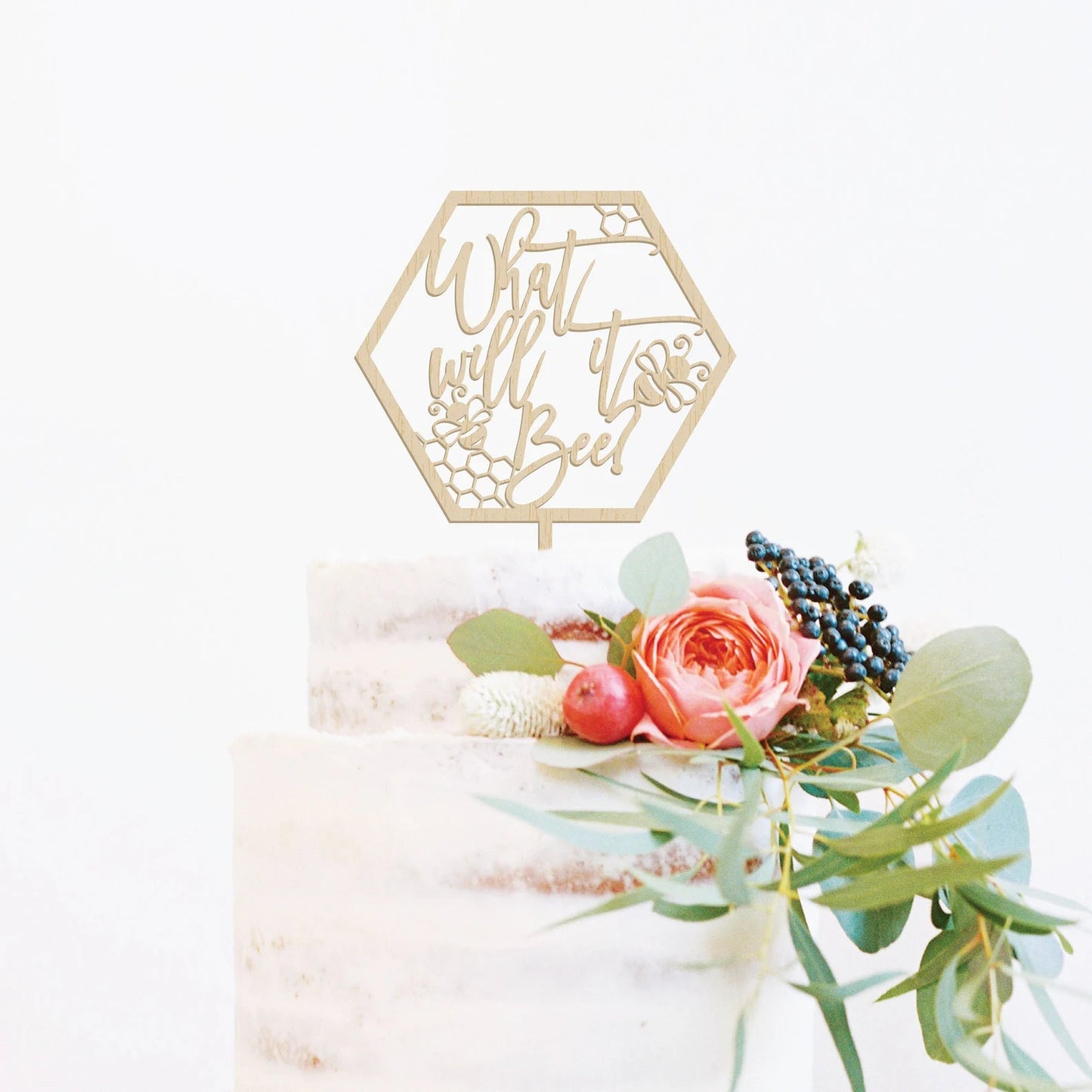 What Will It Bee? Wood Cake Topper Birch Bar + Co.