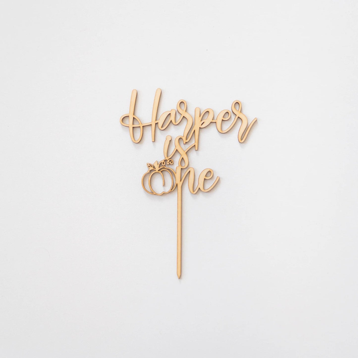 Pumpkin 1st Birthday Wood Cake Topper Birch Bar + Co.