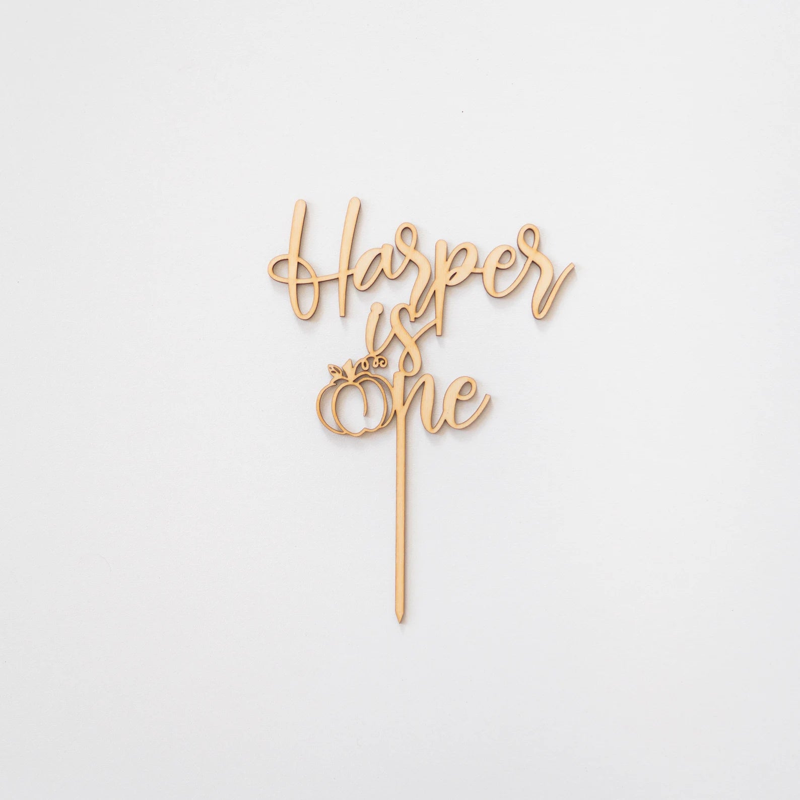 Pumpkin 1st Birthday Wood Cake Topper Birch Bar + Co.