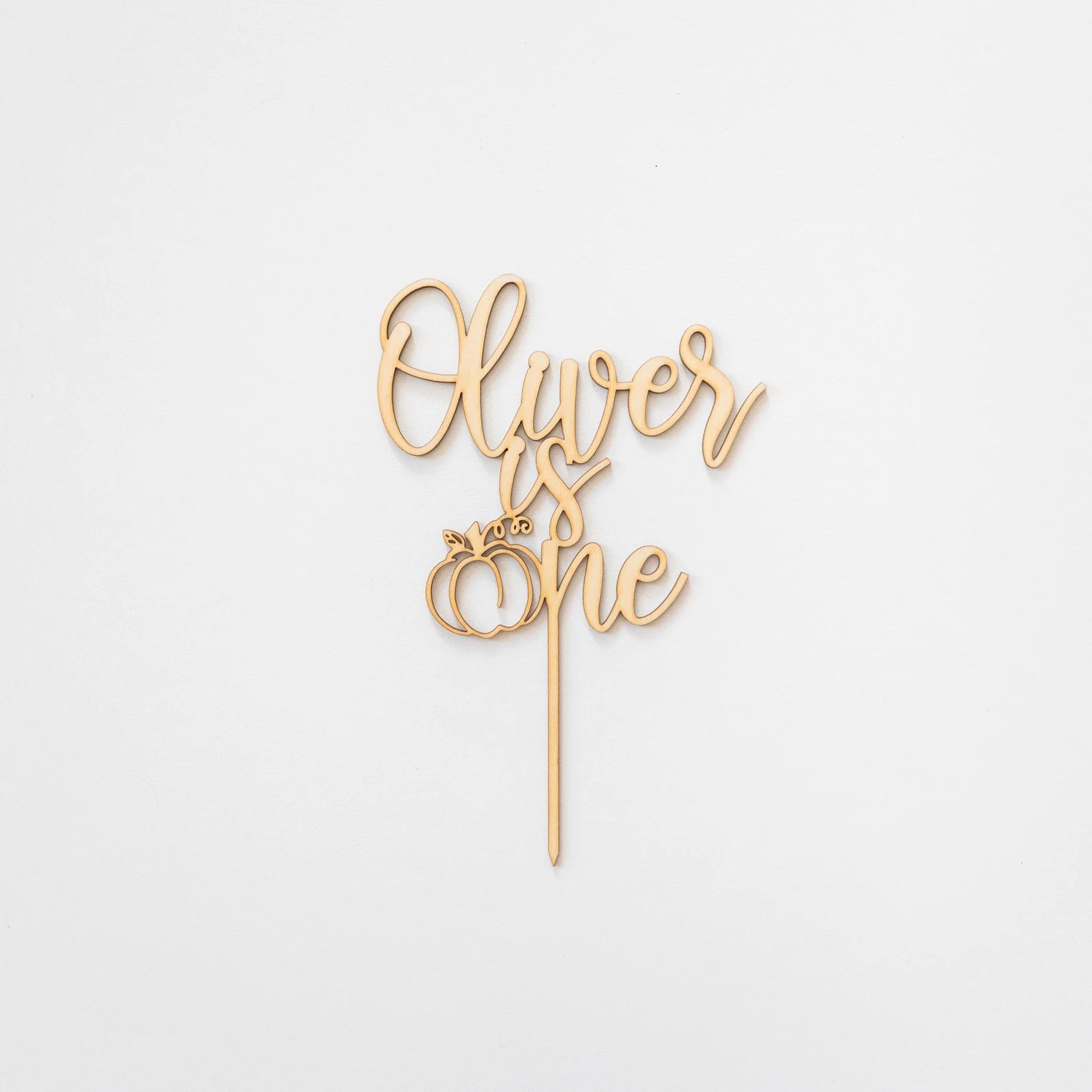 Pumpkin 1st Birthday Wood Cake Topper Birch Bar + Co.