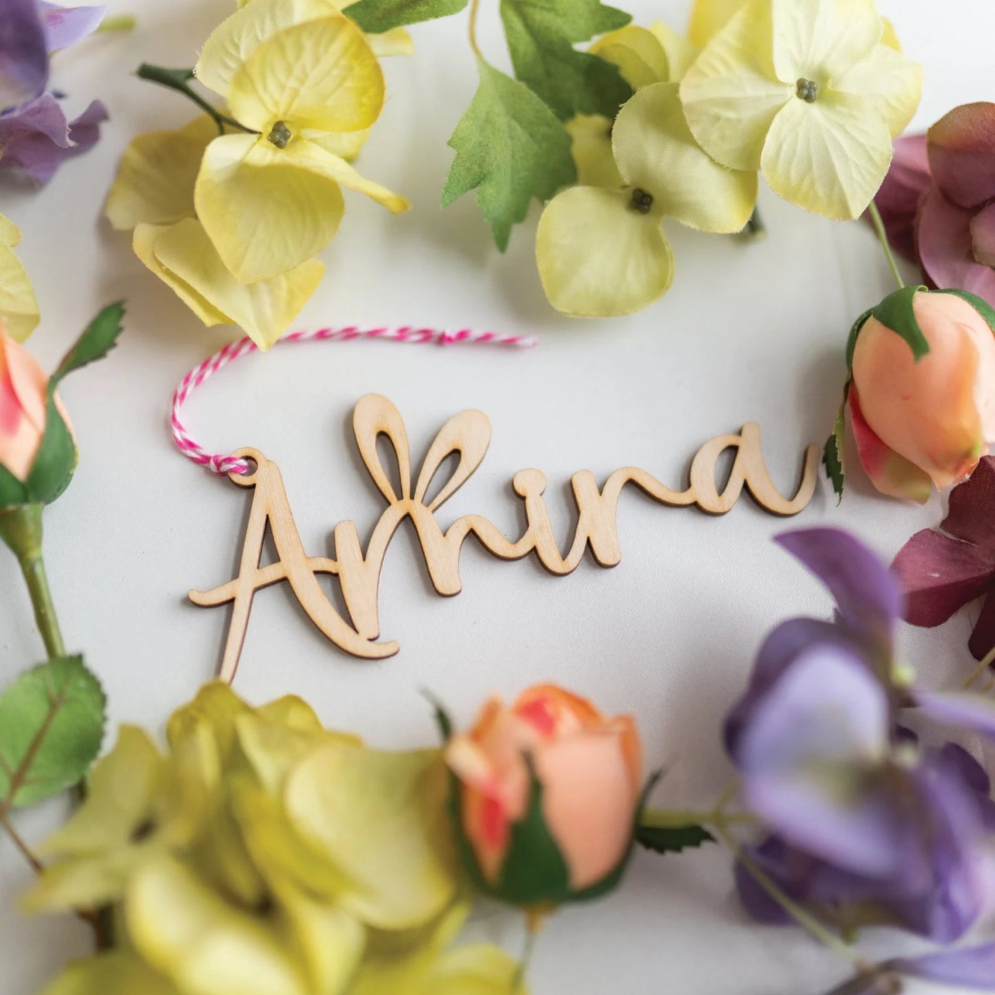 Wood Personalized Bunny Tag with Ears Birch Bar + Co.