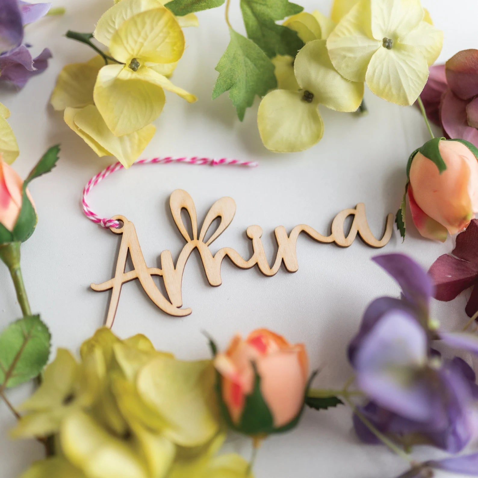 Wood Personalized Bunny Tag with Ears Birch Bar + Co.