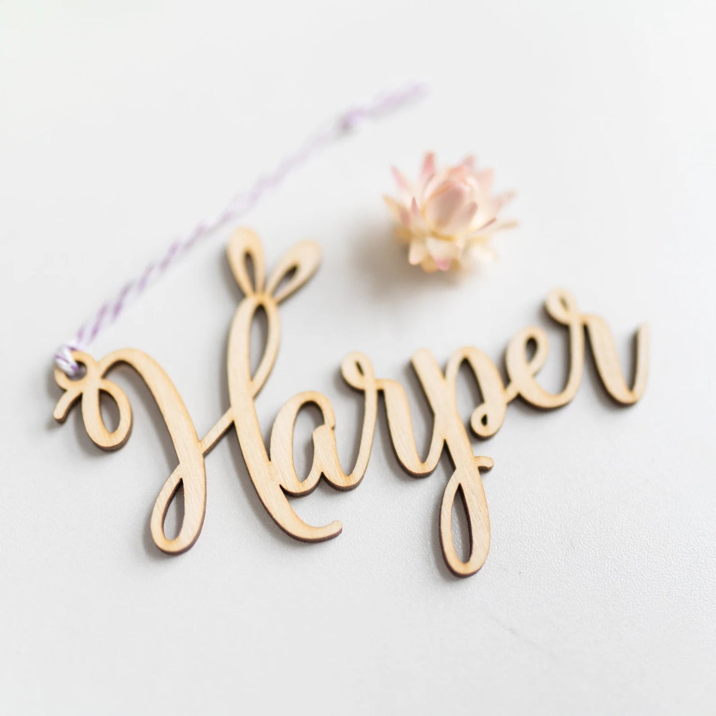 Wood Personalized Bunny Tag with Ears Birch Bar + Co.