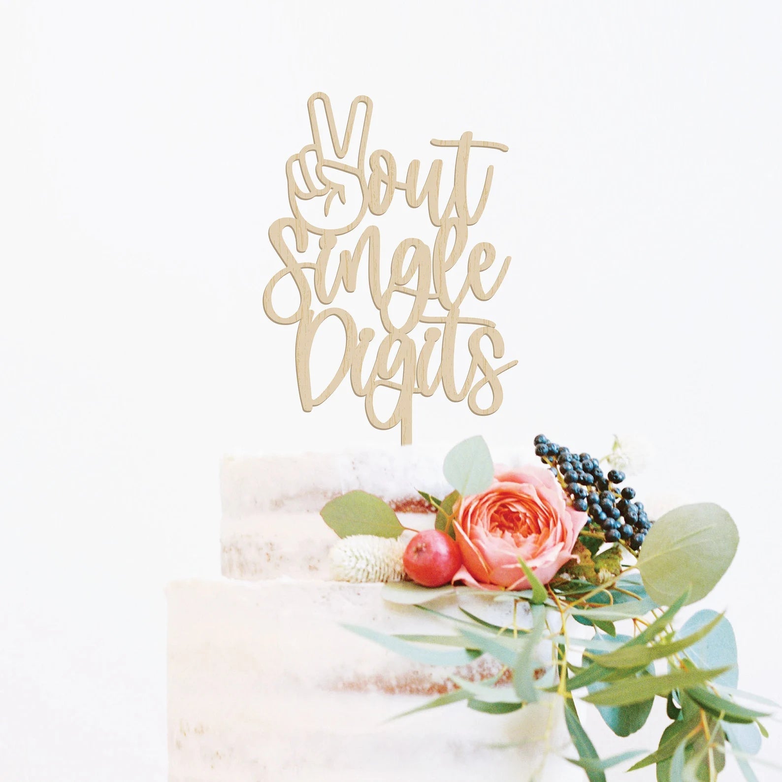 Peace Out Single Digits Wood Cake Topper Birch Bar + Co.