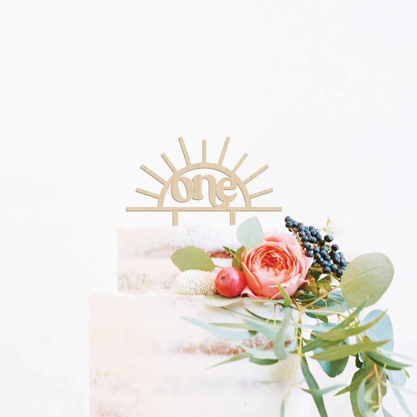 Sun First Birthday Wood Cake Topper Birch Bar + Co.