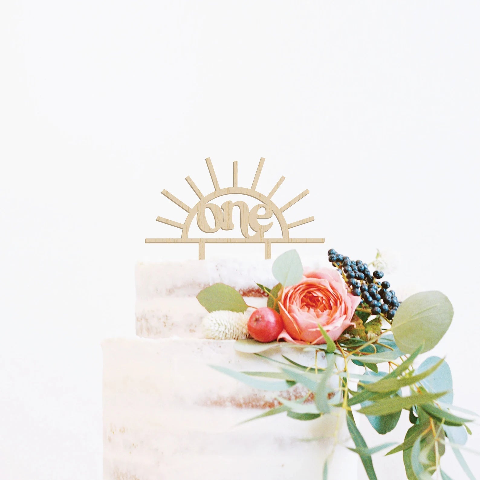 Sun First Birthday Wood Cake Topper Birch Bar + Co.