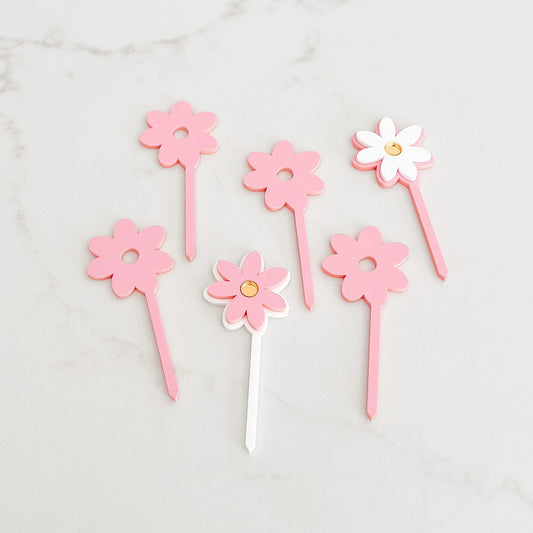 Daisy Acrylic Cupcake Toppers Birch Bar + Co.