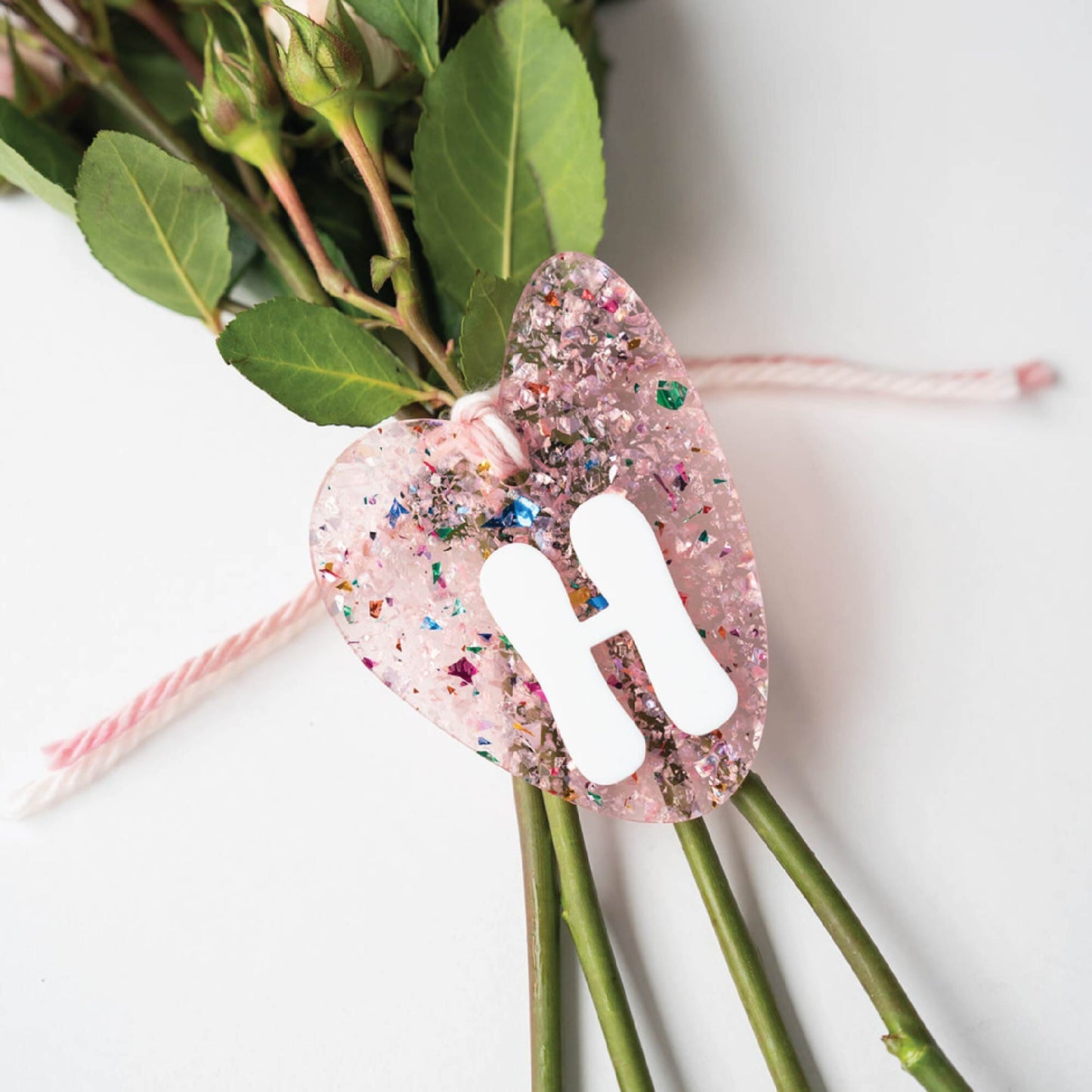 Personalized Confetti Initial Heart Tag Birch Bar + Co.